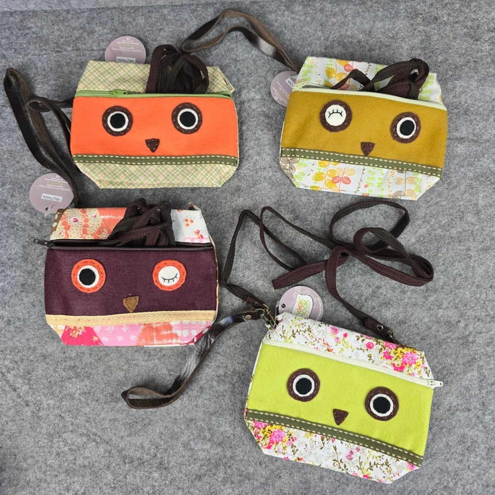 Nook Nook Owl Crossbody Bag Girls Small Multicolor Patchwork Floral Lot of 4 NWT